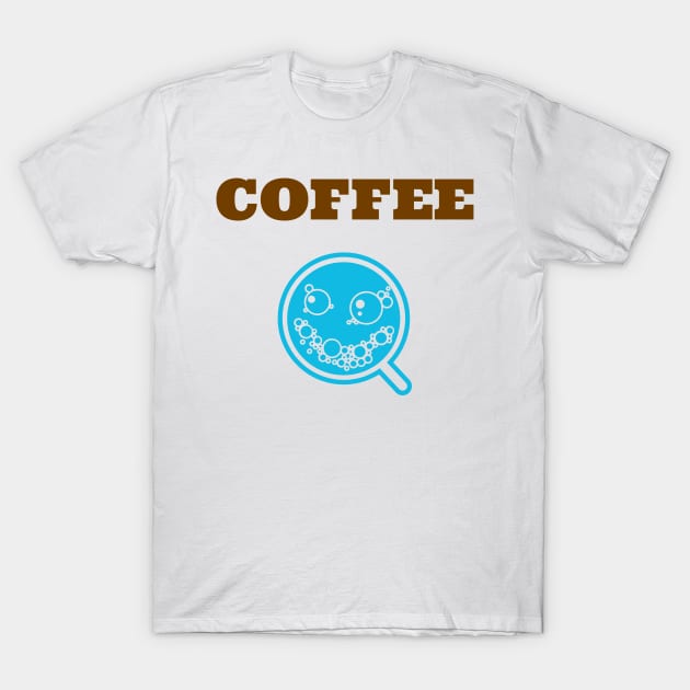 Coffee Themed Design with Smiley Cup T-Shirt by cthomas888